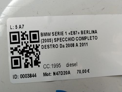 Specchietto Retrovisore Destro BMW Serie 1 Serie (E87) (07>)