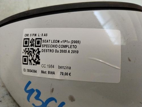 Specchietto Retrovisore Destro SEAT Leon 2° Serie