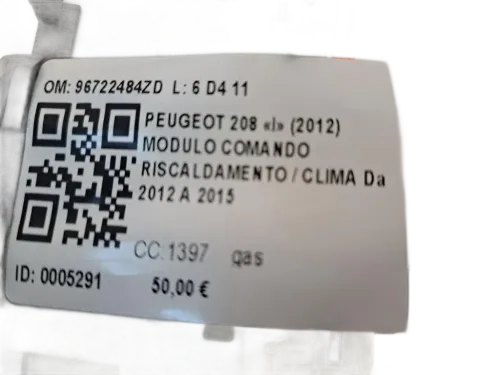 Comandi Clima PEUGEOT 208 Serie (12>19)
