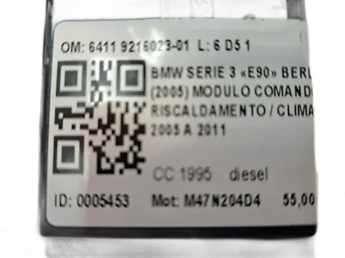 Comandi Clima BMW Serie 3 E90 Berlina 2° Serie