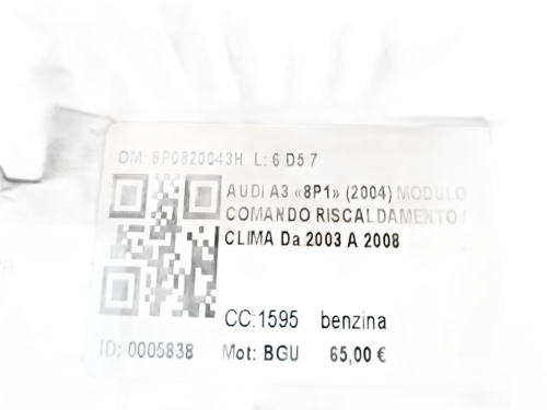Comandi Clima AUDI A3 Serie (8P1) (08>12)