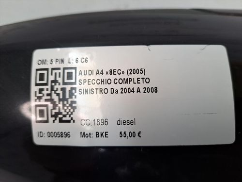 Specchietto Retrovisore Sinistro AUDI A4 Avant (8ED) (04>08)