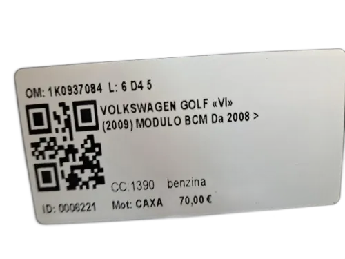 Centralina BCM VOLKSWAGEN Golf 6 Berlina (08>12)