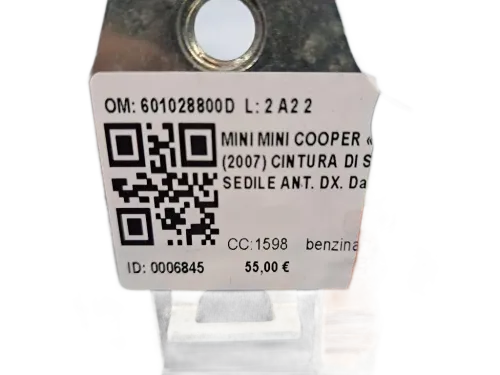 Cintura di sicurezza anteriore destra MINI Cooper 2° Serie
