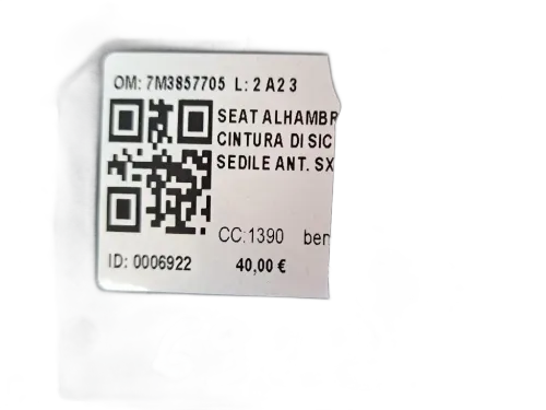 Cintura di sicurezza anteriore sinistra SEAT Alhambra 3° Serie