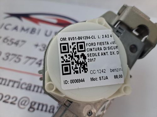 Cintura di sicurezza anteriore destra FORD Fiesta 6° Serie