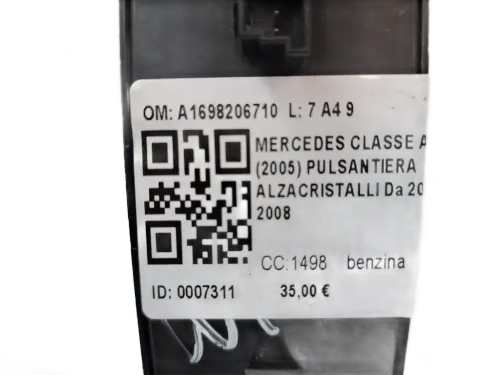 Pulsantiera alzavetri centrale MERCEDES Classe A W169 3° Serie