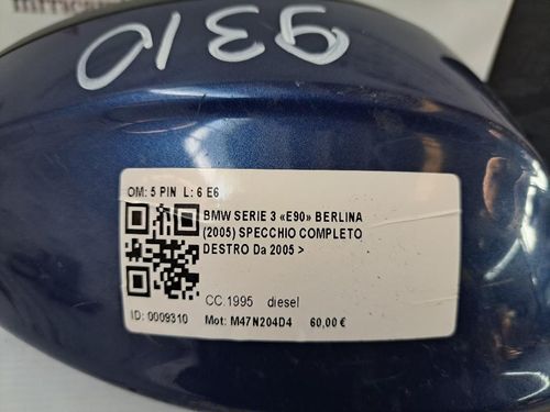 Specchietto Retrovisore Destro BMW Serie 3 E90 Berlina 2° Serie