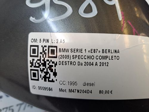 Specchietto Retrovisore Destro BMW Serie 1 Serie (E87) (07>)