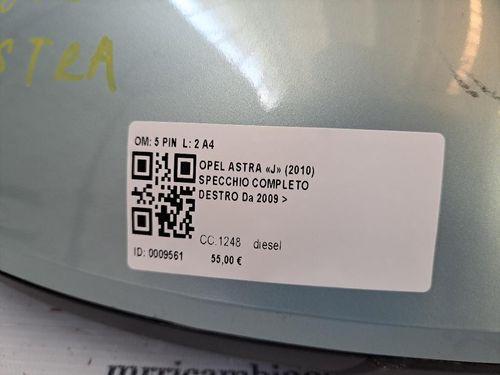 Specchietto Retrovisore Destro OPEL Astra J