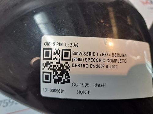 Specchietto Retrovisore Destro BMW Serie 1 Serie (E87) (04>07)