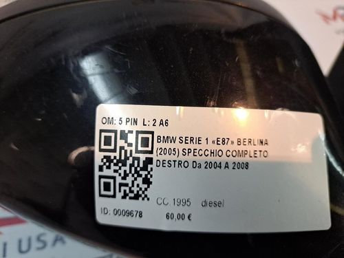 Specchietto Retrovisore Destro BMW Serie 1 Serie (E87) (04>07)
