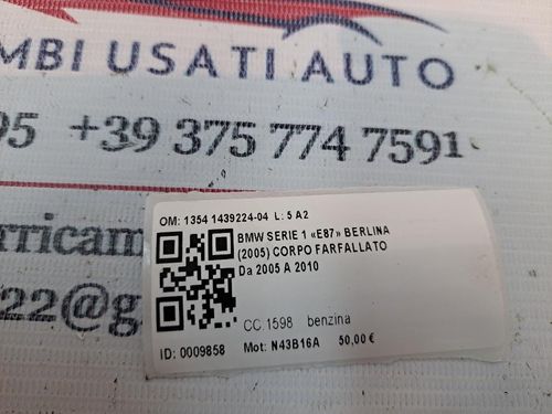 Corpo Farfallato BMW Serie 1 Serie (E87) (04>07)