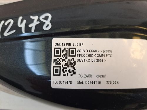 Specchietto Retrovisore Destro VOLVO XC60 1° Serie