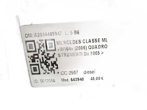 Quadro tachigrafo MERCEDES ML W164 3° Serie
