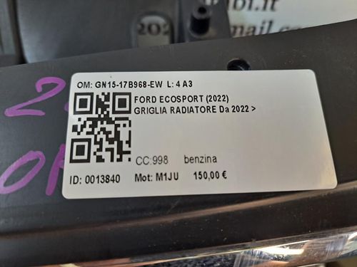 Griglia Anteriore FORD EcoSport Serie (15>)