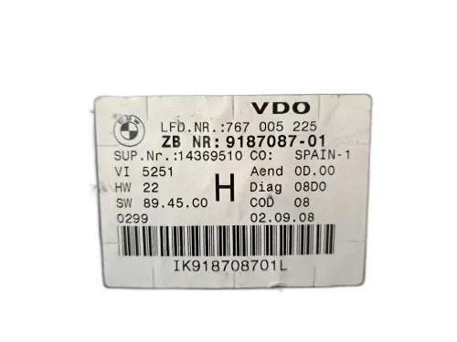 Quadro tachigrafo BMW Serie 3 E90 Berlina 2° Serie