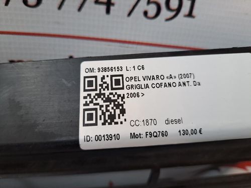 Griglia Anteriore OPEL Vivaro Serie  (A) (06>14)