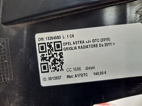 Griglia Anteriore OPEL Astra J GTC (11>15)