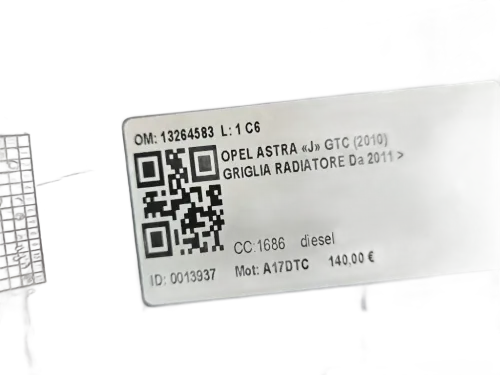 Griglia Anteriore OPEL Astra J GTC (11>15)