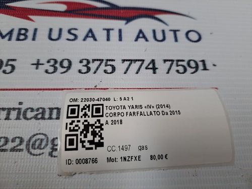 Corpo Farfallato TOYOTA Yaris Serie (14>16)