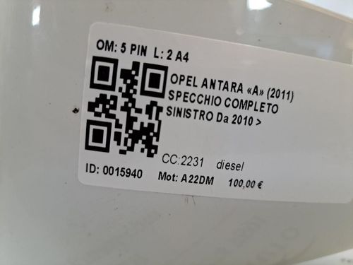 Specchietto Retrovisore Sinistro OPEL Antara Serie
