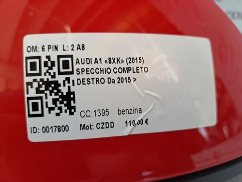 Specchietto Retrovisore Destro AUDI A1 Serie (8XK) (14>18)