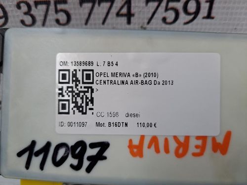 Centralina Airbag OPEL Meriva 3° Serie