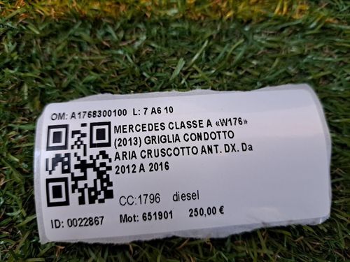 Bocchette Aria Cruscotto MERCEDES Classe A Serie (W176) (12>18)