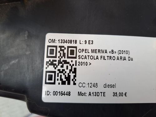 Box scatola filtro aria OPEL Meriva 3° Serie