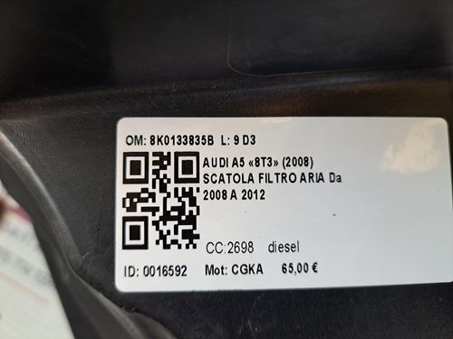 Box scatola filtro aria AUDI A5 Coupé (8T) (07>11)