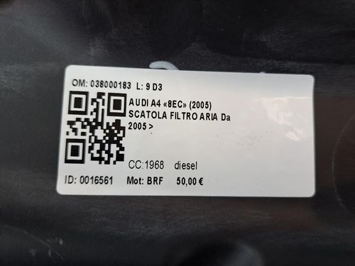 Box scatola filtro aria AUDI A4 Avant (8ED) (04>08)
