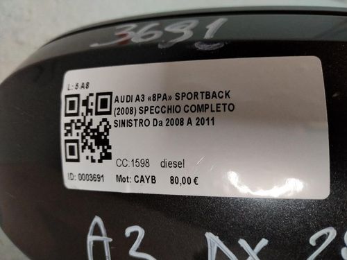 Specchietto Retrovisore Destro AUDI A3 Serie (8P1) (03>05)
