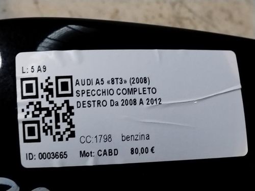 Specchietto Retrovisore Destro AUDI A5 Berlina Serie (8T3) (07>)