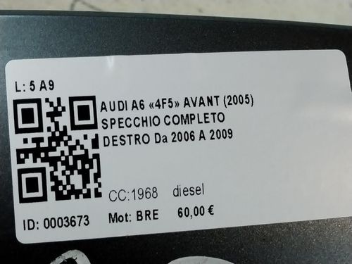 Specchietto Retrovisore Destro AUDI A6 Avant Serie C6 (4F5) (04>12)