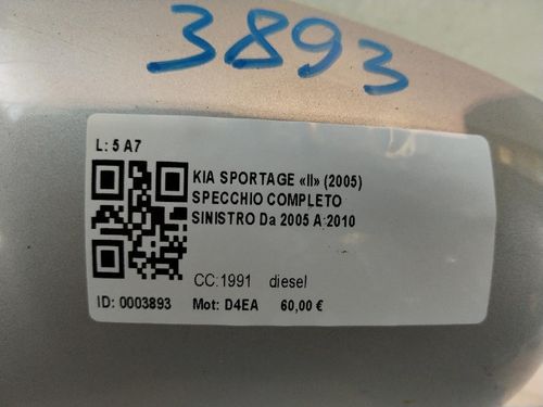 Specchietto Retrovisore Sinistro KIA Sportage Serie (04>10)