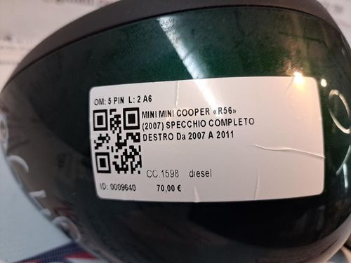 Specchietto Retrovisore Destro MINI Cooper 2° Serie