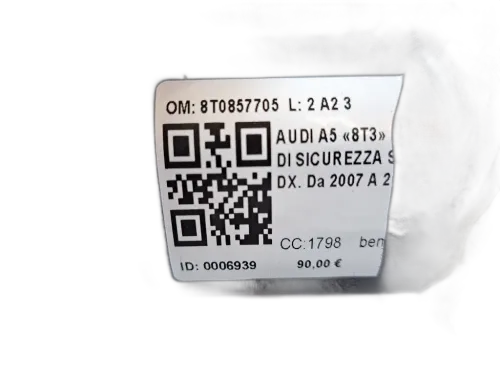 Cintura di sicurezza anteriore destra AUDI A5 Coupé (8T) (07>11)