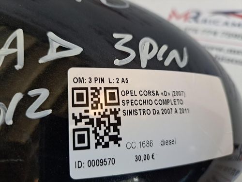 Specchietto Retrovisore Sinistro OPEL Corsa D 3P 2° Serie