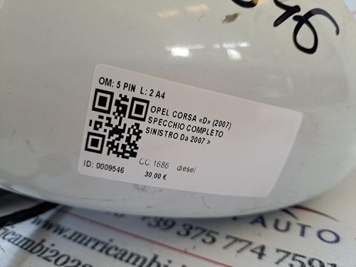 Specchietto Retrovisore Sinistro OPEL Corsa D 3P 2° Serie