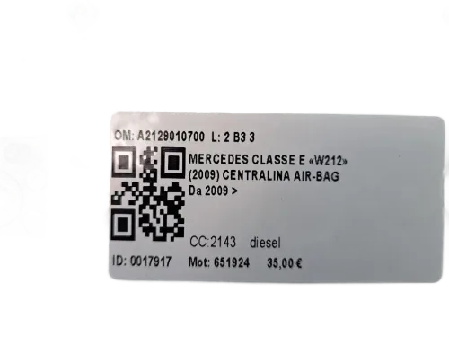 Centralina Airbag MERCEDES Classe E Berlina W212