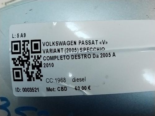 Specchietto Retrovisore Destro VOLKSWAGEN Passat Variant 4° Serie