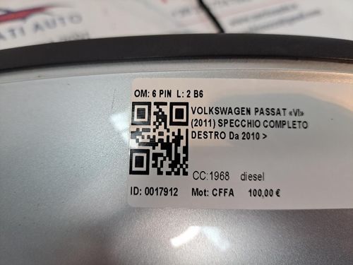 Specchietto Retrovisore Destro VOLKSWAGEN Passat Berlina 5° Serie
