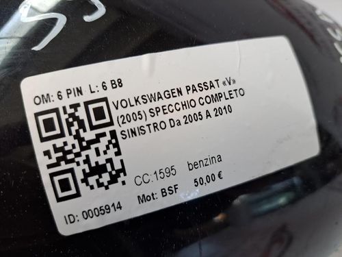 Specchietto Retrovisore Sinistro VOLKSWAGEN Passat Berlina 4° Serie