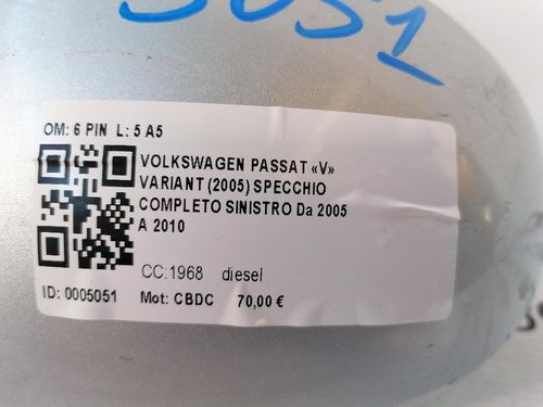 Specchietto Retrovisore Sinistro VOLKSWAGEN Passat Variant 4° Serie