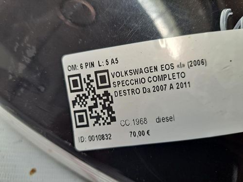 Specchietto Retrovisore Destro VOLKSWAGEN Eos Serie (1F7) (06>10)