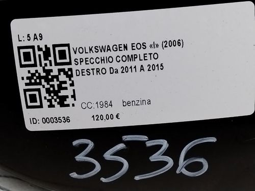 Specchietto Retrovisore Destro VOLKSWAGEN Eos Serie (1F7) (06>10)