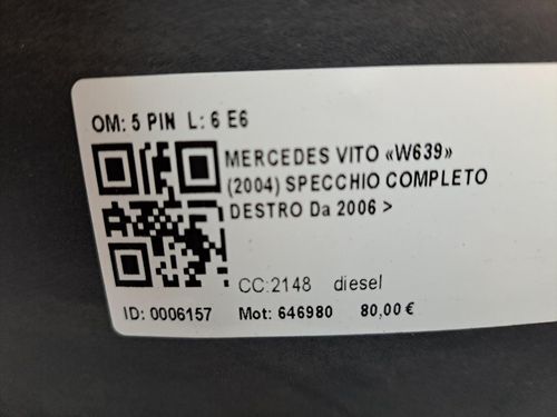 Specchietto Retrovisore Destro MERCEDES Vito W639 2° Serie