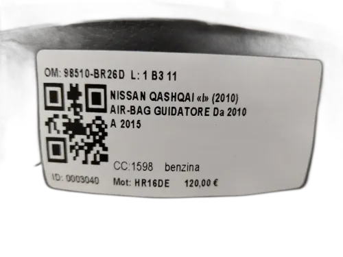 Airbag Volante NISSAN Qashqai 2° Serie