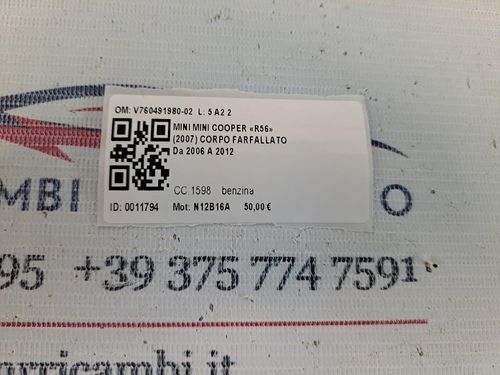 Corpo Farfallato MINI Cooper 2° Serie